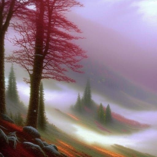 Ethereal Misty Valleys in Fantasy Style