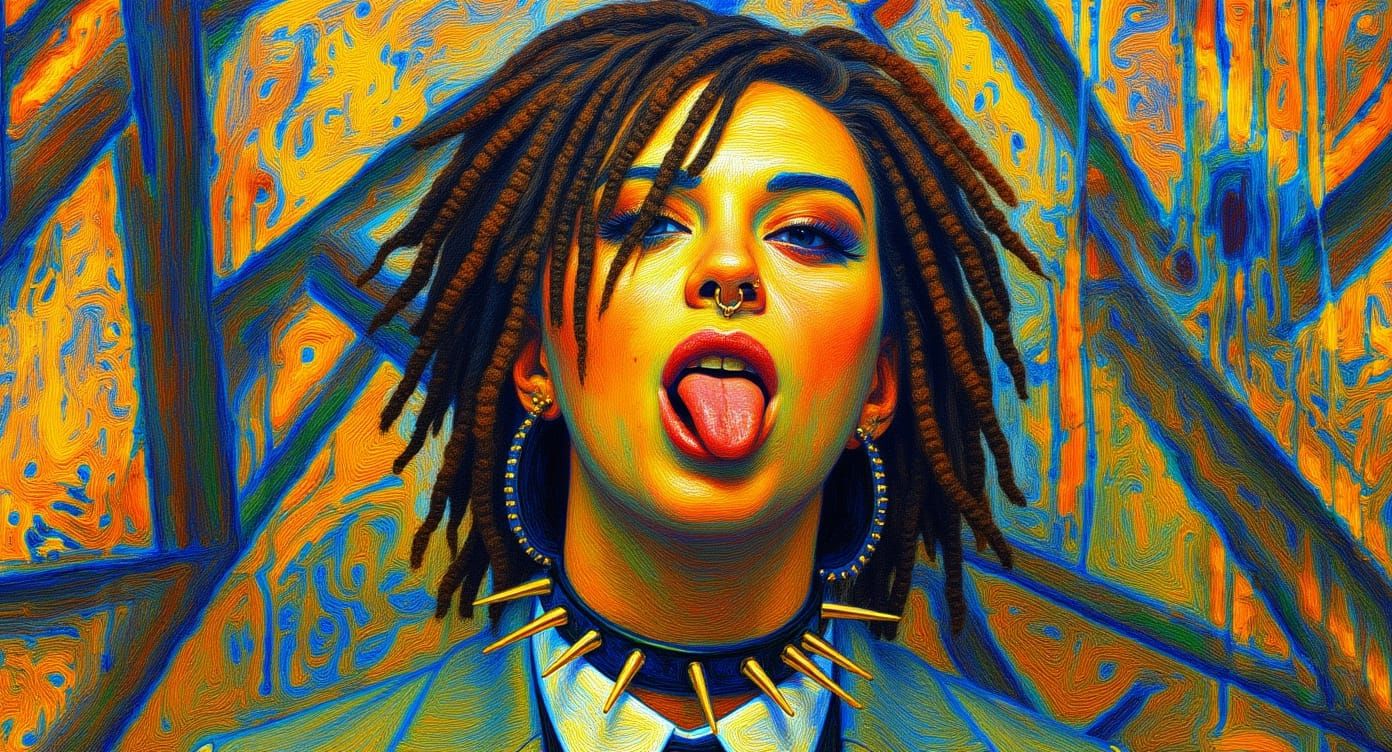Colorful Dreadlocks in Neo-Impressionist Style