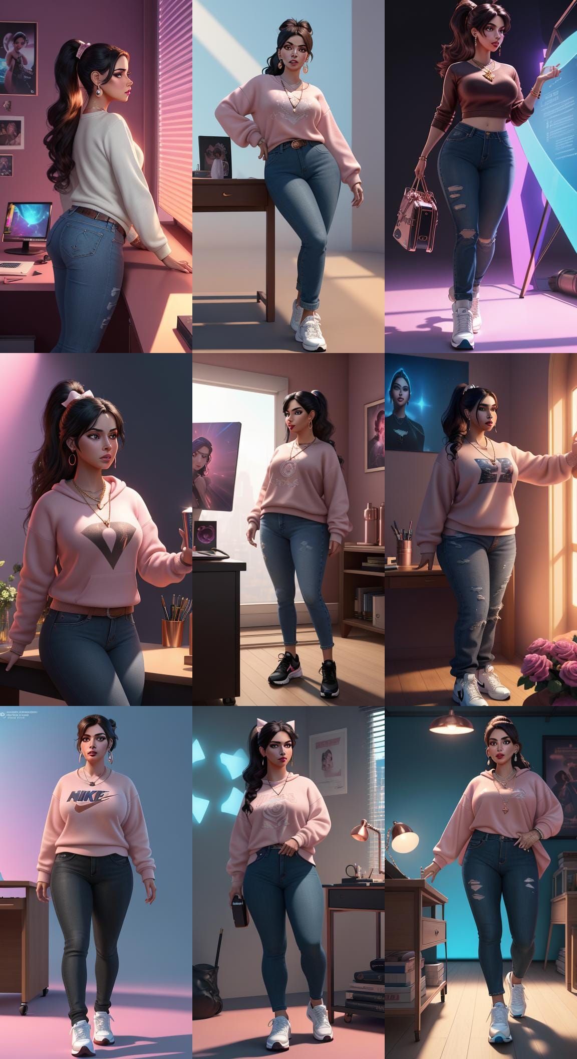 Rose Gold Fashion in a 3D Digital Office