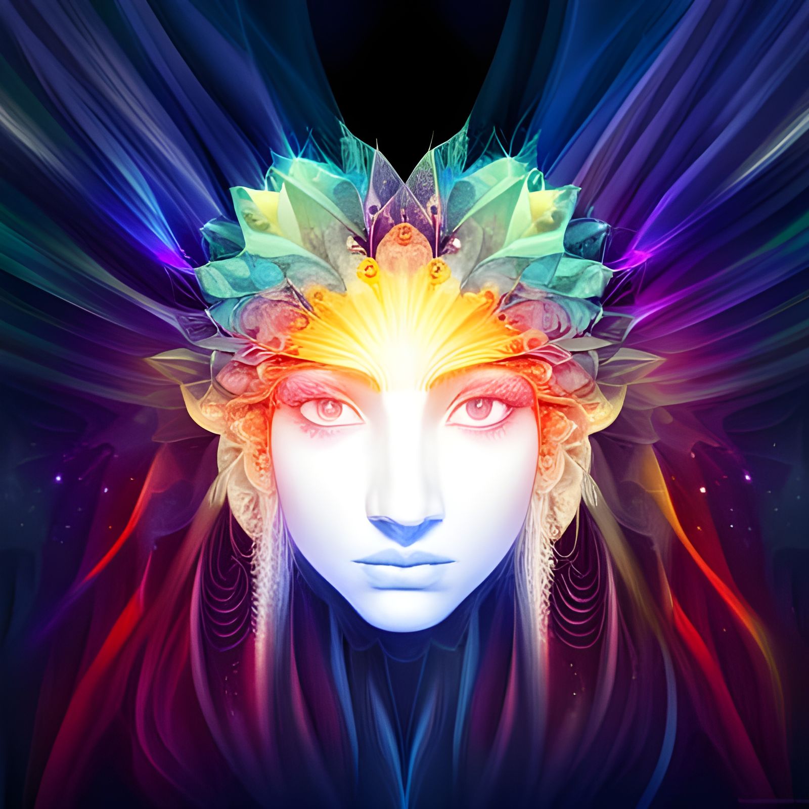 Geometric Head with Magical Cosmic Wonderland