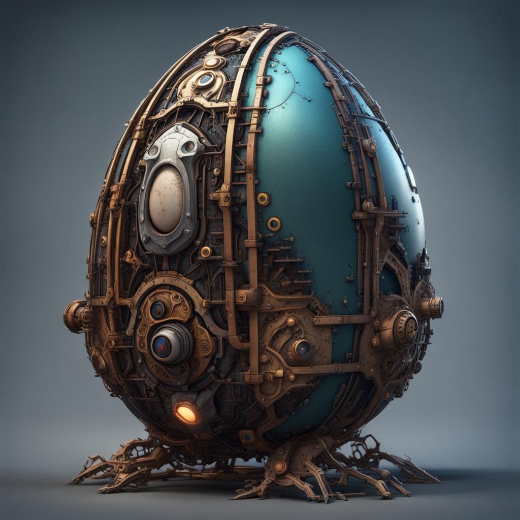 Detailed Mechanical Egg in a Fantastical Style