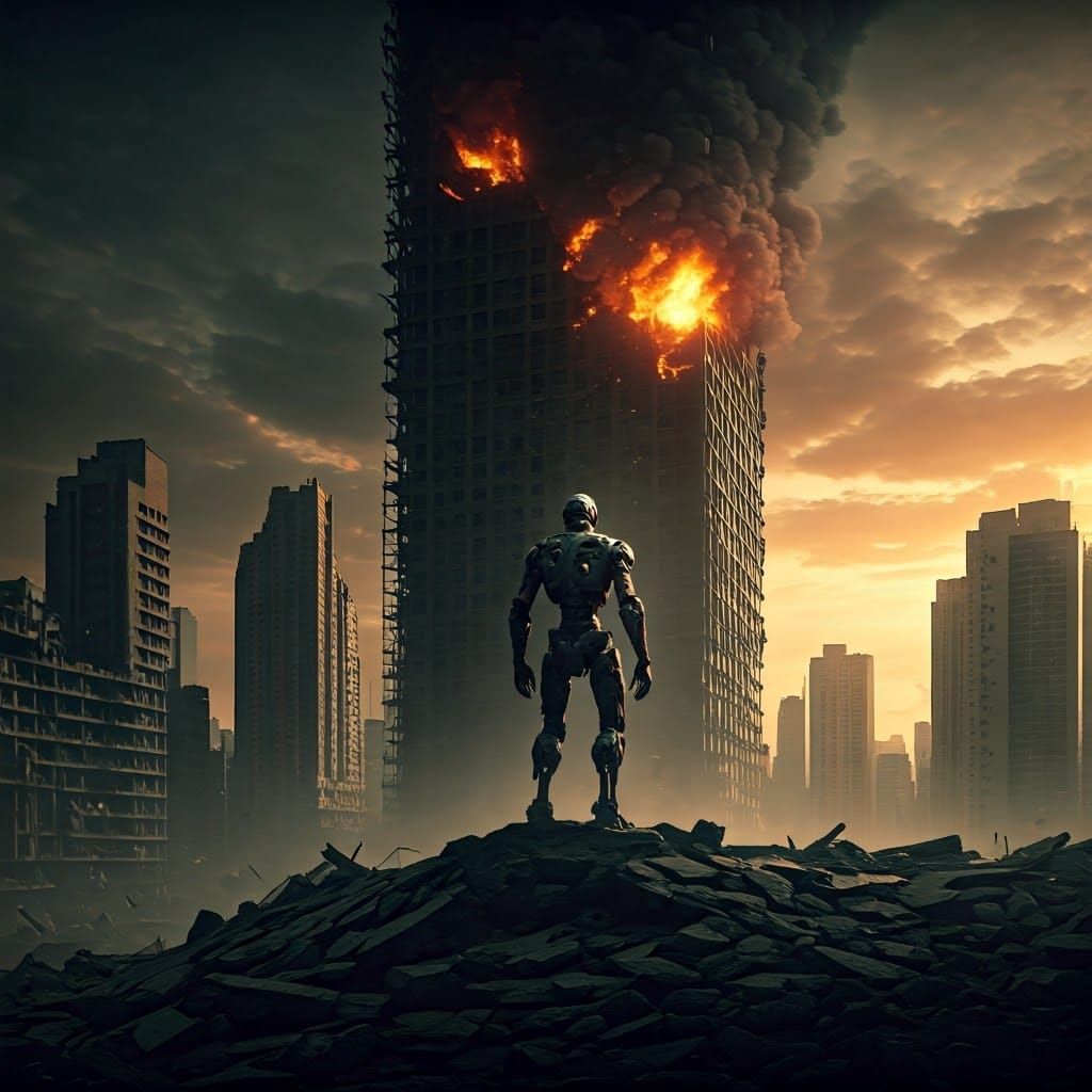 Cyberpunk Dystopia: Robotic Overlords Reign Supreme in a War...