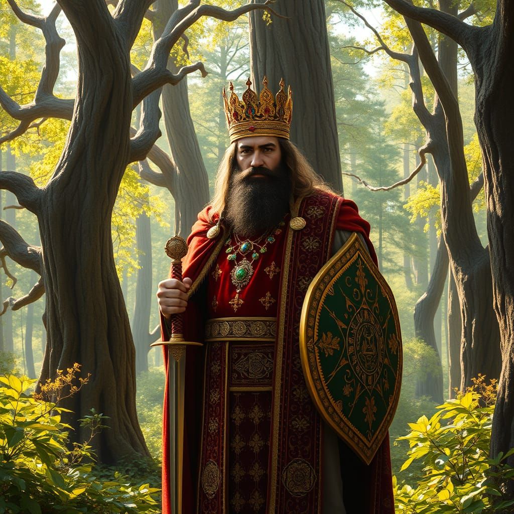 Majestic Armenian King in a Lush Forest Landscape