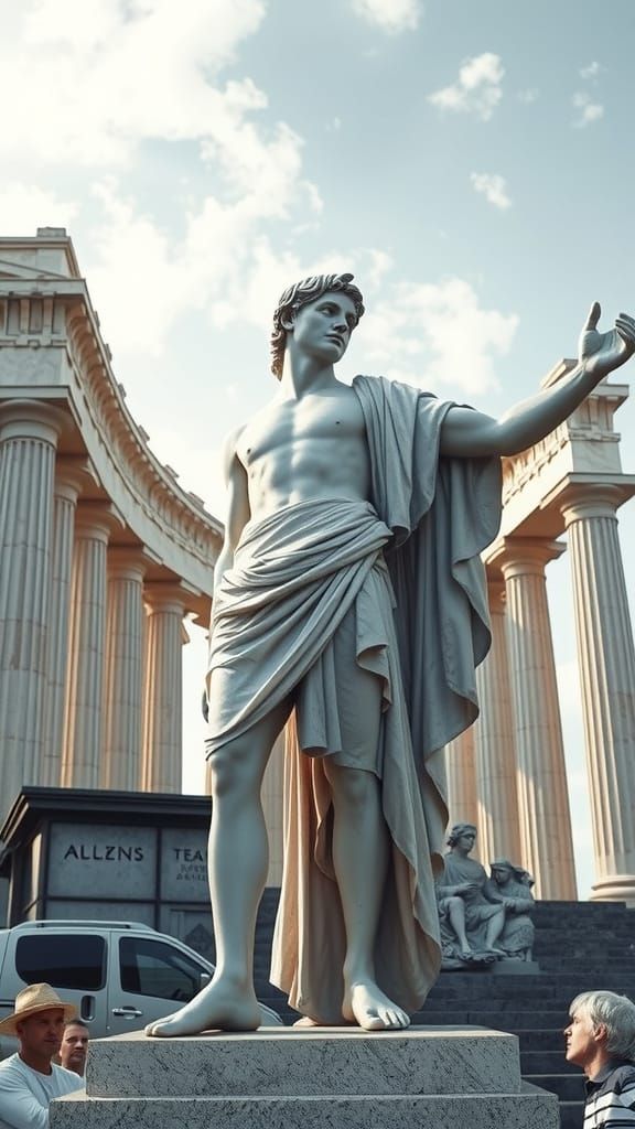 Ancient Roman Warrior in Grand Temple Setting