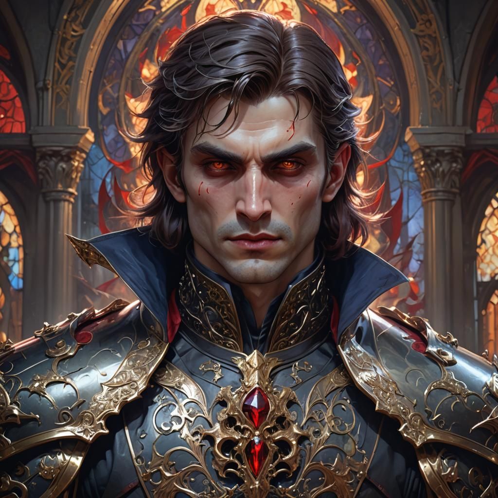 Vampire Prince in Majestic Armor Portrait