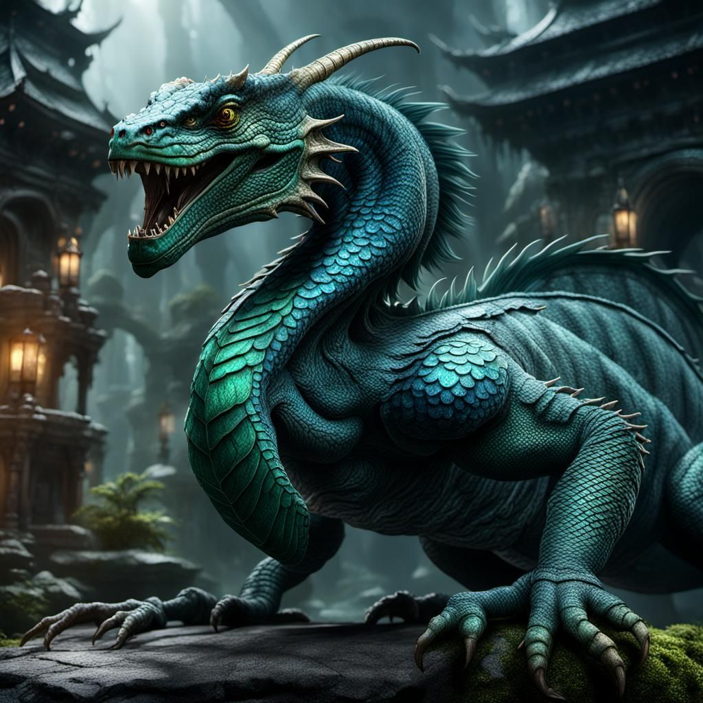 Basilicum Basilisk: A Detailed Matte Painting