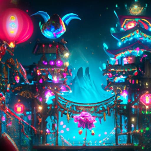 Sapphire Moon Festival in Detailed Matte Painting