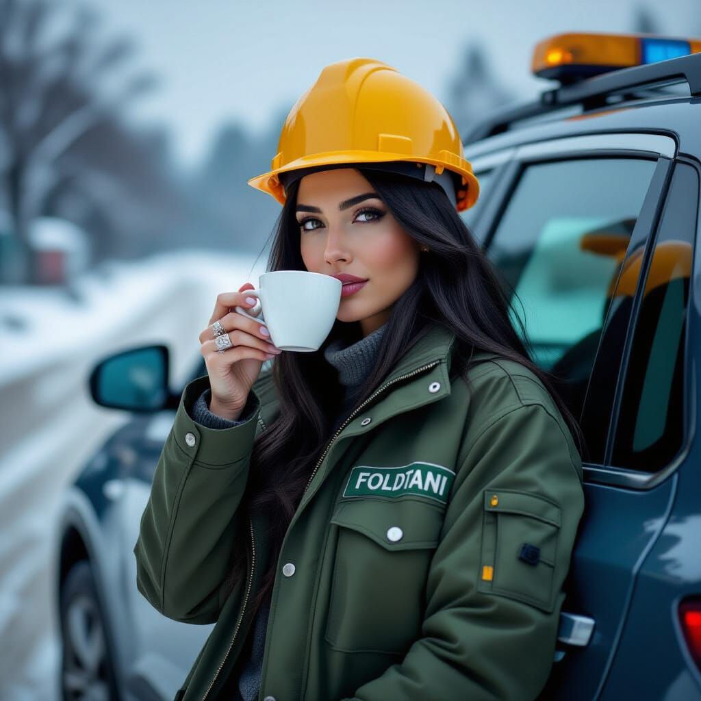 Italian Geologist Takes Coffee Break in Cold Atmosphere