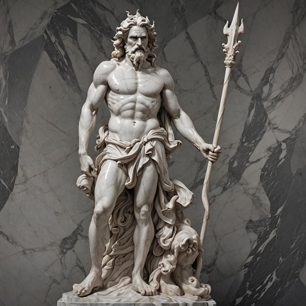 Neptune Marble Statue in Bernini Style