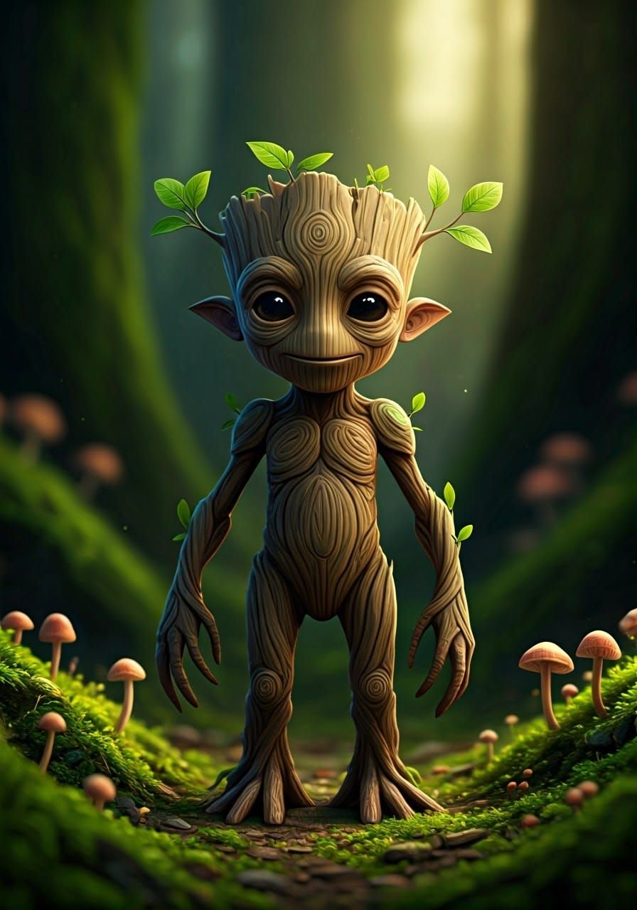 Whimsical Forest Ent in Golden Light