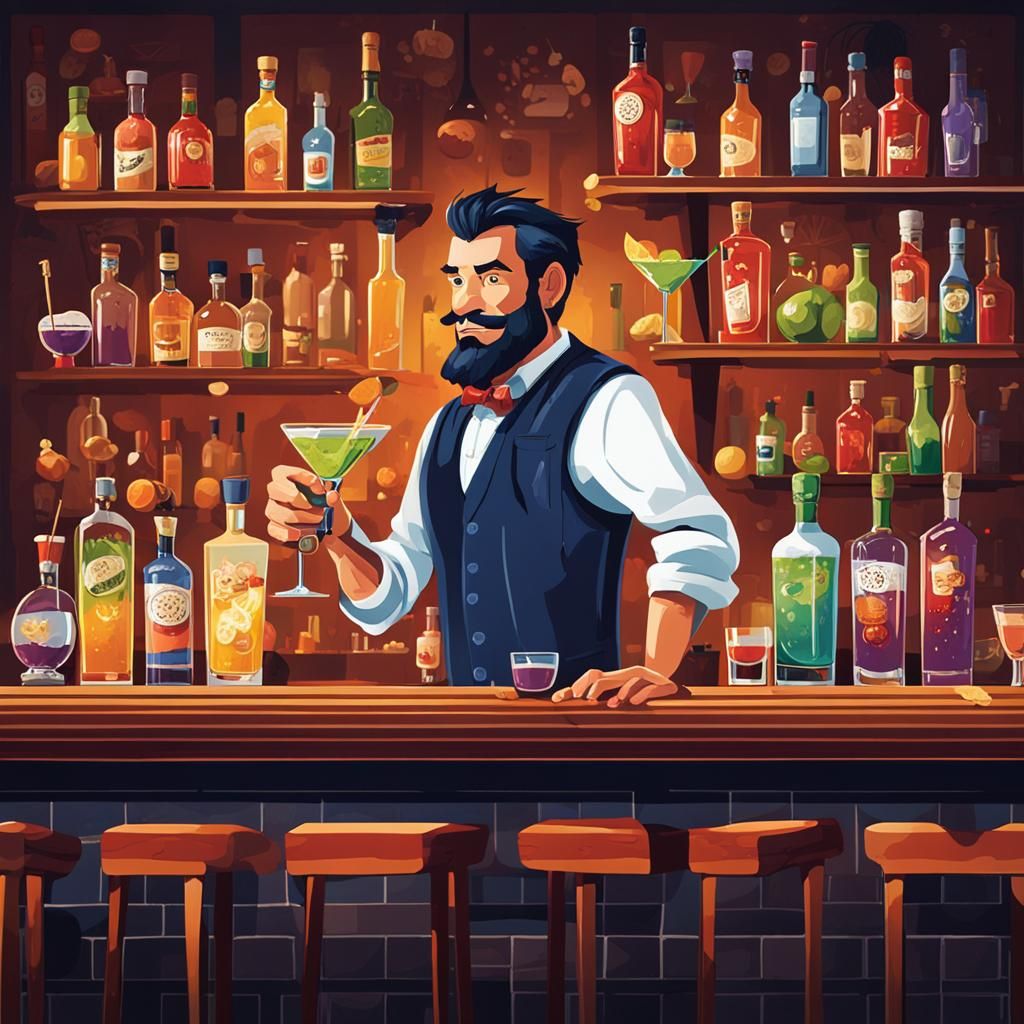 Bartenders Crafting Cocktails in Lively Bar Scene