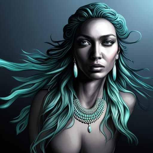 Exotic Tribal Woman: Iridescent 3D Digital Art