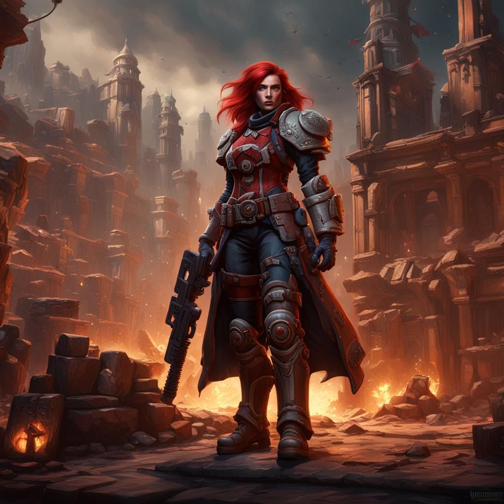Female Rogue Trader with Red Hair, Warhammer 40k