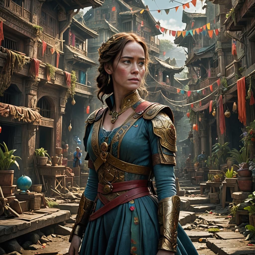 Evelyn Leads Children Through Danger: Detailed Matte Paintin...