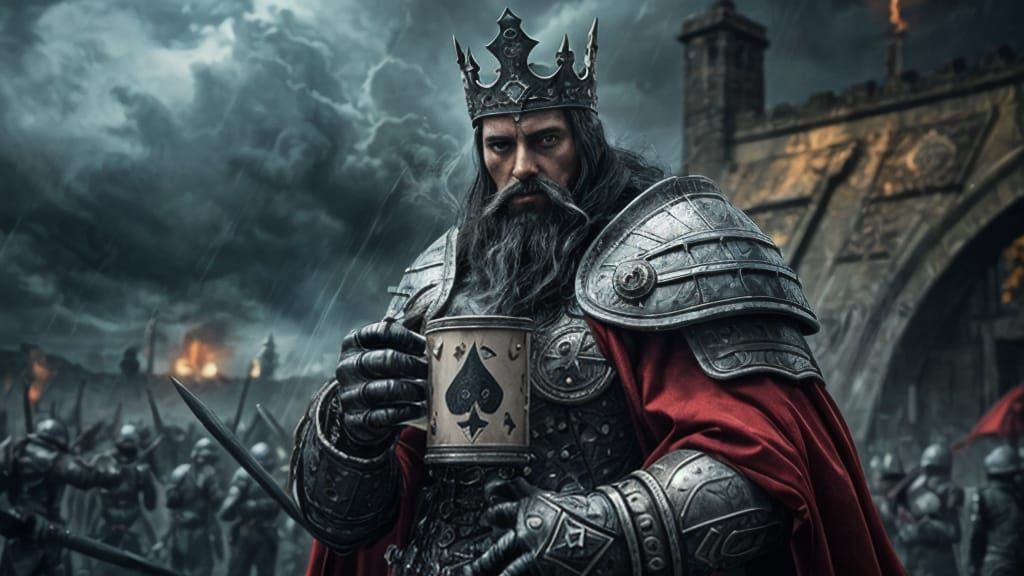 King of Spades Warrior with Coffee Mug