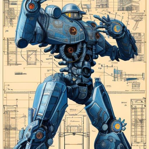 Jaeger from Pacific Rim : Schematic Model: Blueprintsnical complex, hyperdetai...