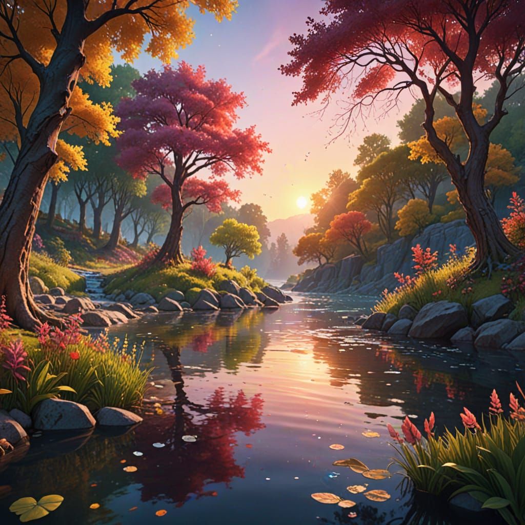 Whimsical Fantasy Landscape Digital Painting