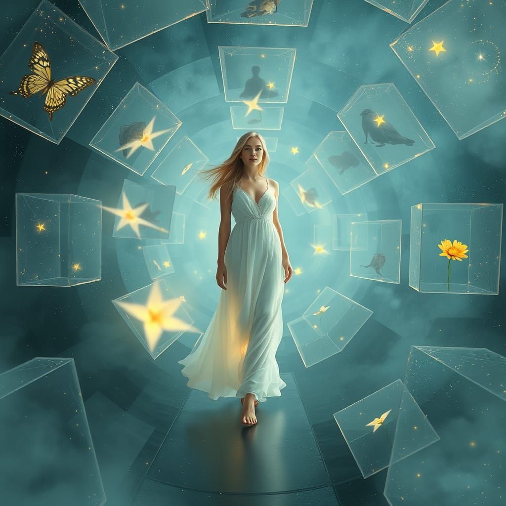 Surreal Divine Goddess in Ethereal Pastel Space