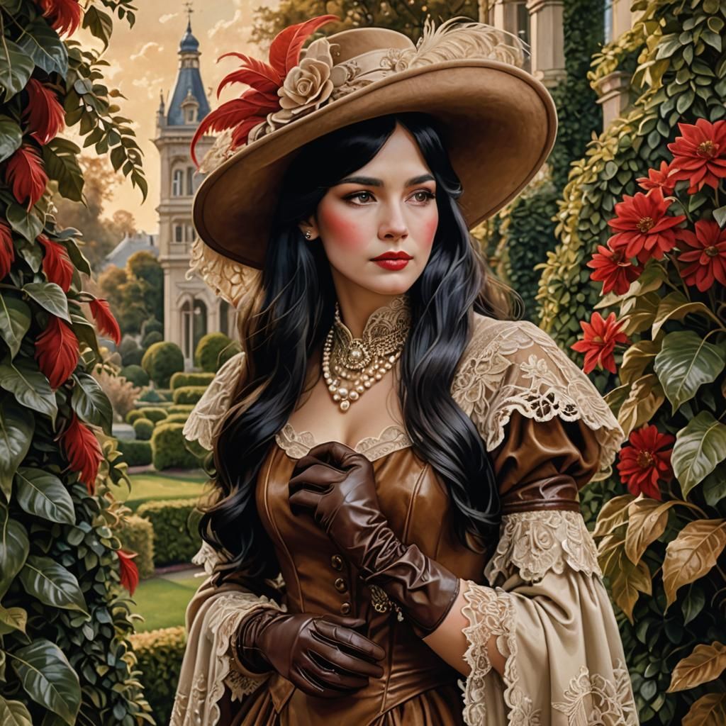 Elegant Woman in Vintage Fashion, Acrylic Art