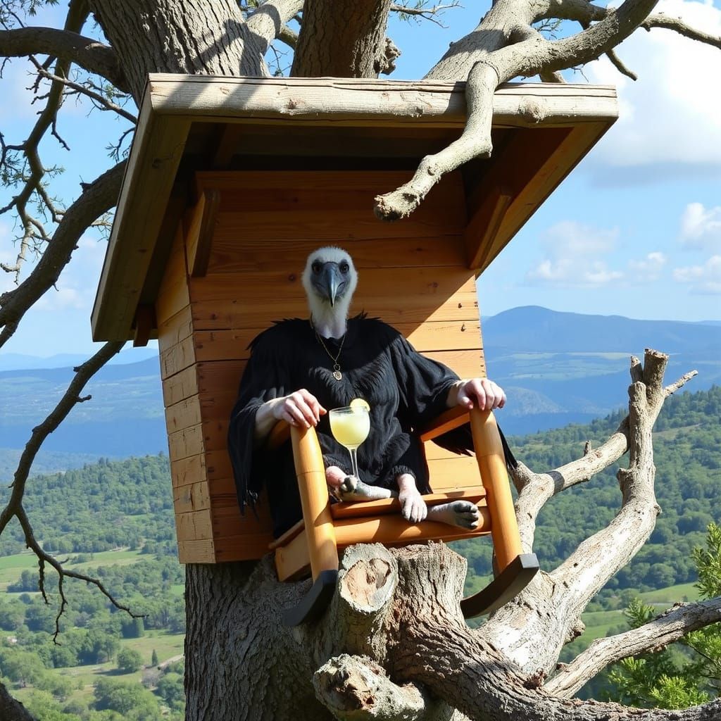 vulture birdman enjoyin' glass of lemonade