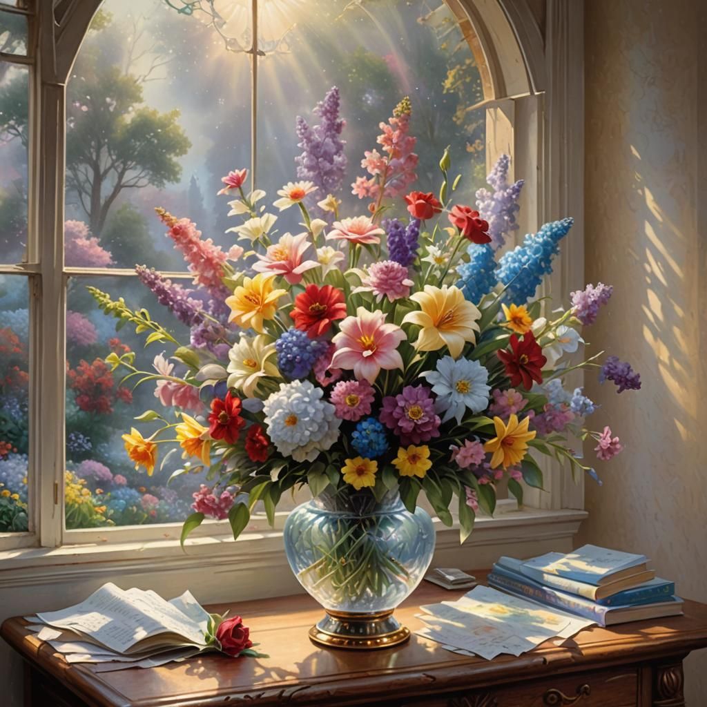 Gorgeous Bouquet in Sunlight: A Hyperdetailed Fantasy