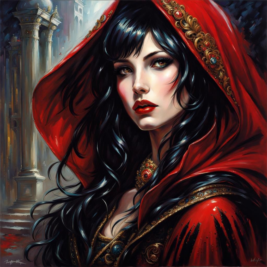 Gothic Beauty Portrait with Red Boots