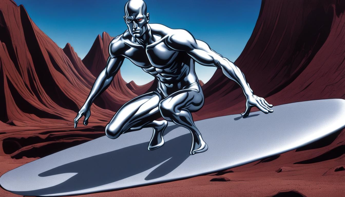 Silver Surfer Claymation Style CGI Rendering