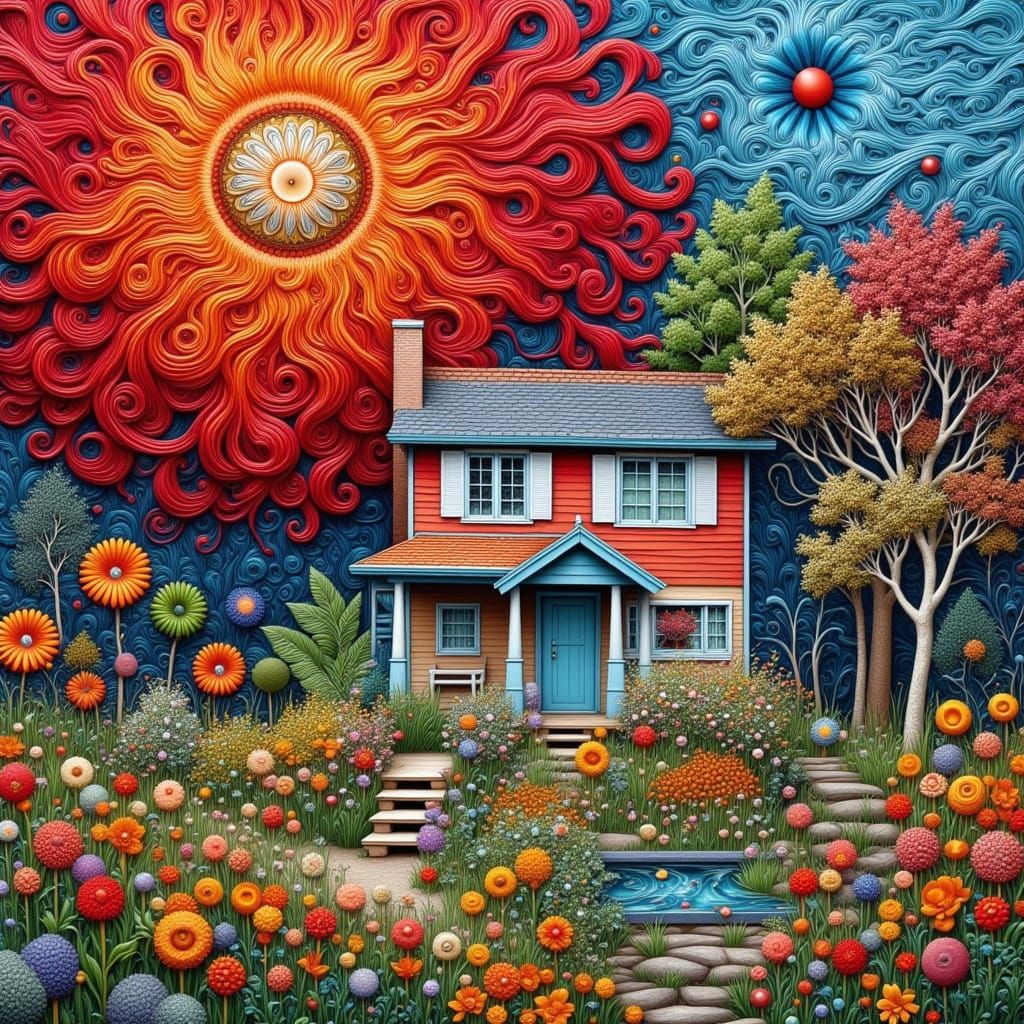 Embroidery Art of English Garden and House