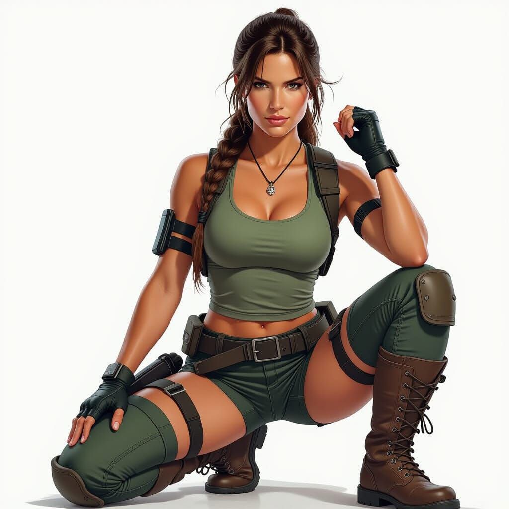 Lara Croft Studio Portrait in Hyperrealistic Digital Art