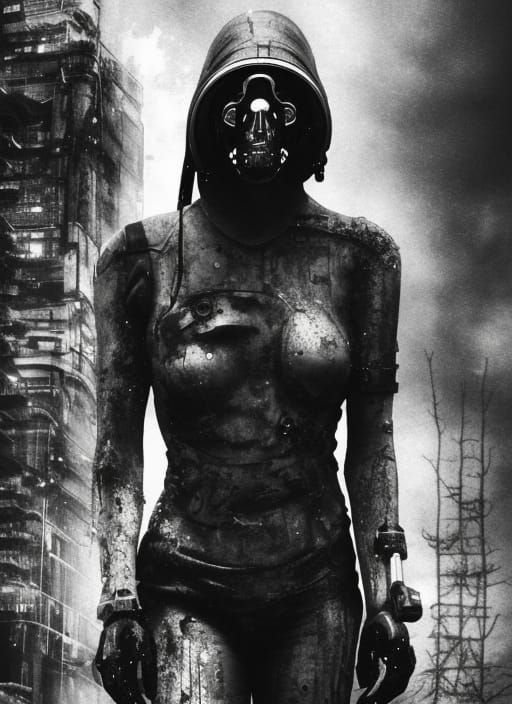 Cyber Aquarius Portrait in Dystopian Cyberpunk Style