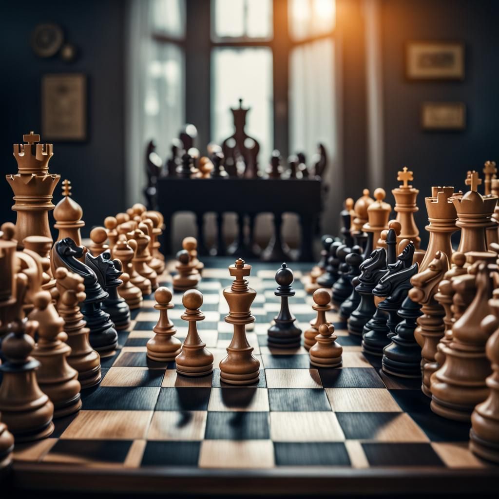 Hyperrealistic Chess Battle in Cinematic Style