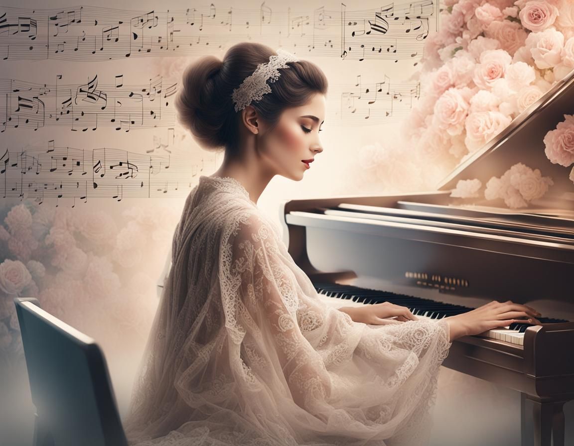 Jewish Woman at Piano with Ethereal Music