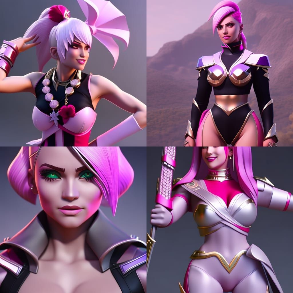 Anime Portrait: Silver-Haired Female Bodybuilder in Jester O...