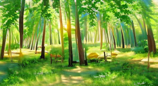 Tranquil Sunny Forest Scene in Summer
