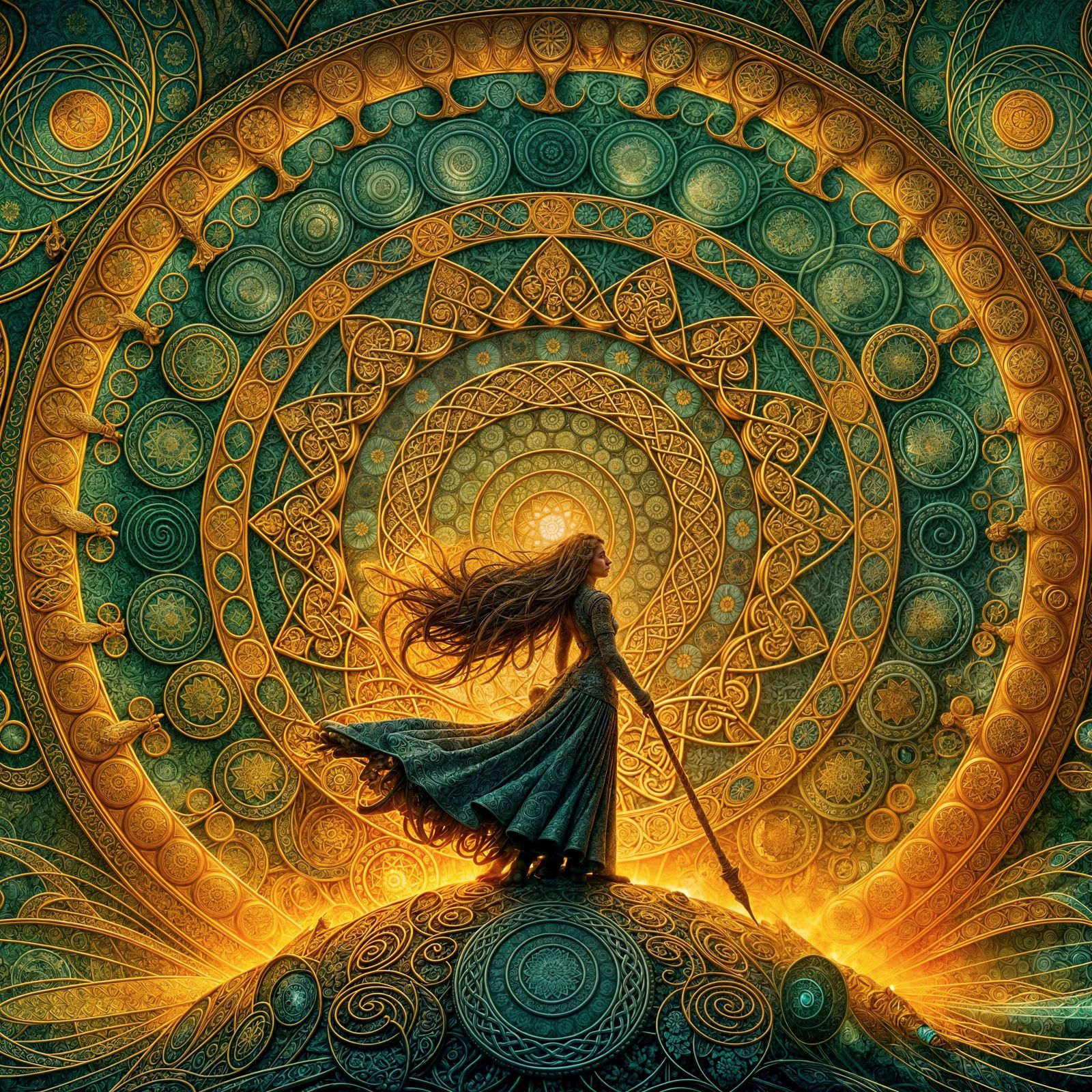 Celtic Mandala with Warrior in 3D