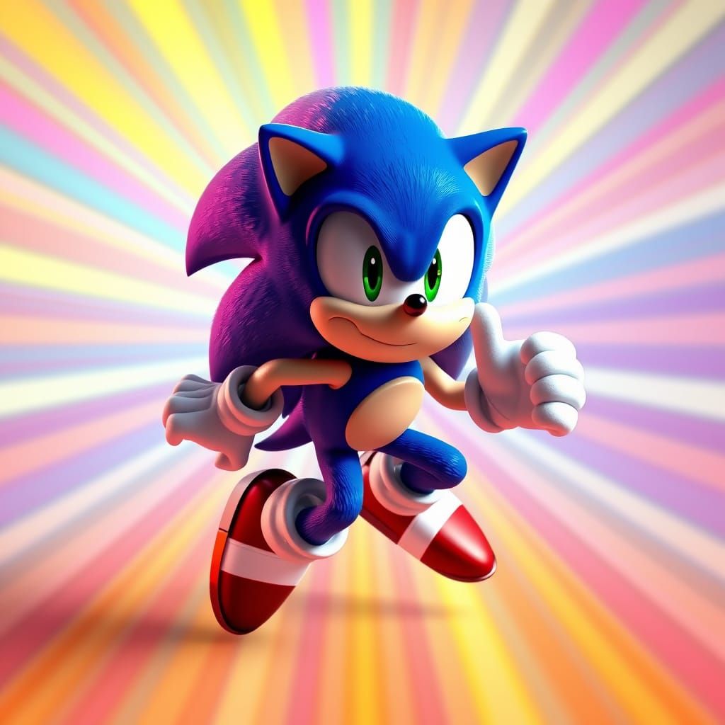 Sonic the Hedgehog in Vibrant 3D Digital Art