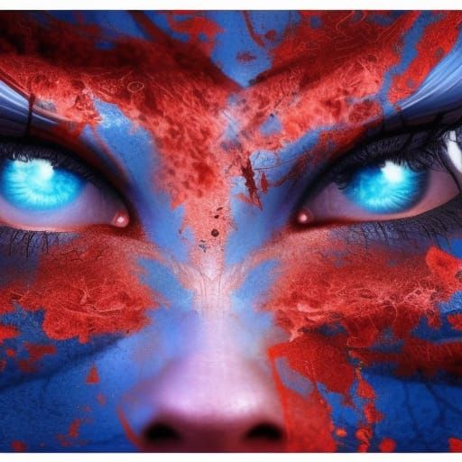 Red and Blue Eyes Digital Painting