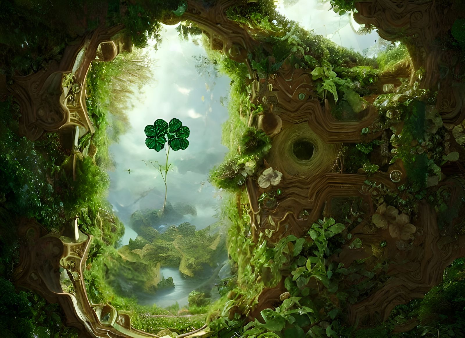 Gigantic Four Leaf Clover Digital Painting