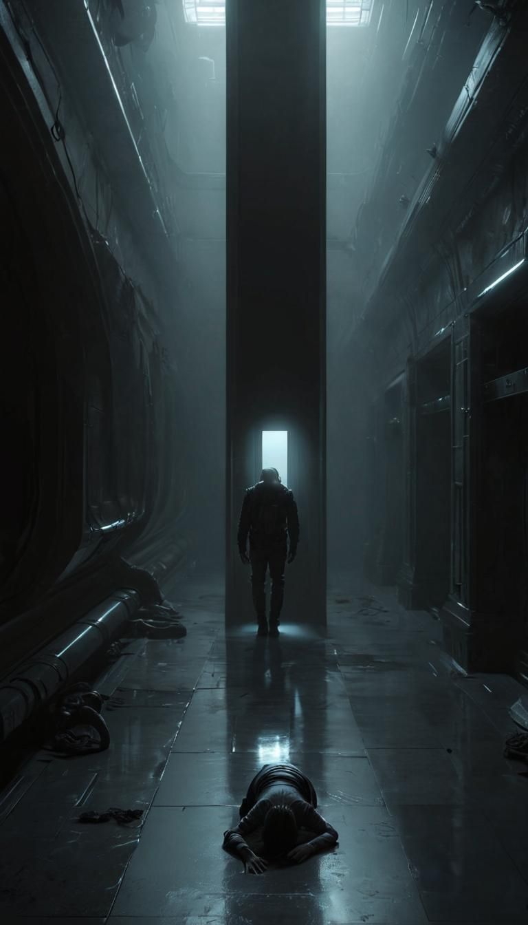 Figure in Sci-Fi Horror Hallway