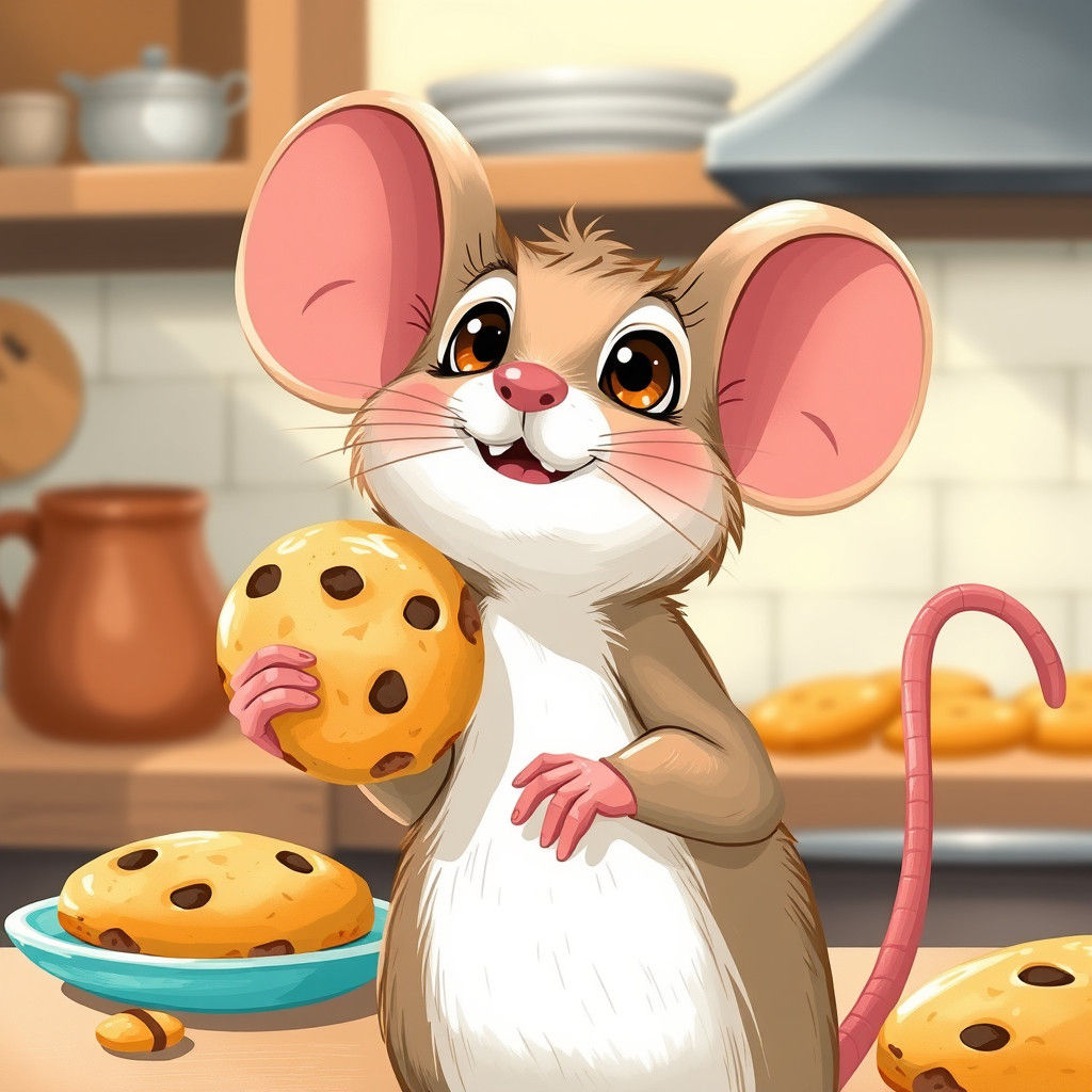 Mouse and Cookie: A Cheerful Children's Book Illustration