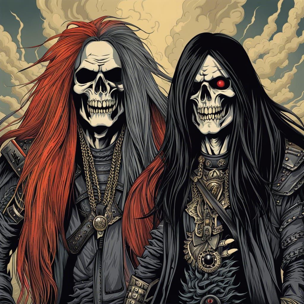 Long-Haired People in Heavy Metal Style