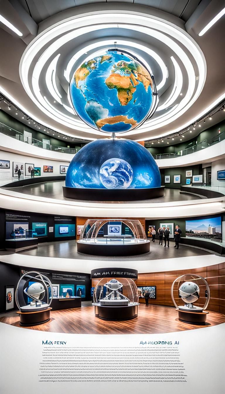 Futuristic AI Hall of Fame Museum Exhibit