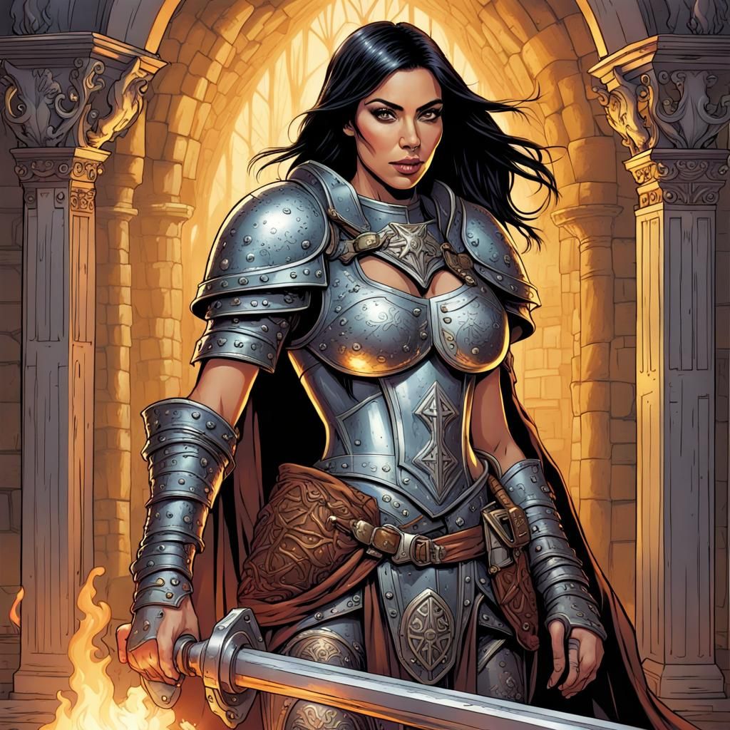 Kim Kardashian as D&D Medieval Cleric, Comic Art