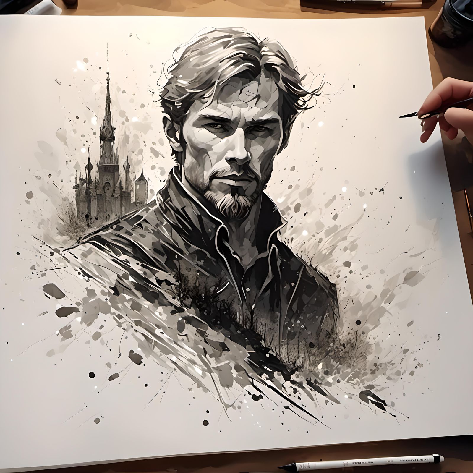 Detailed Sketch of Muscular Man in Tom of Finland Style