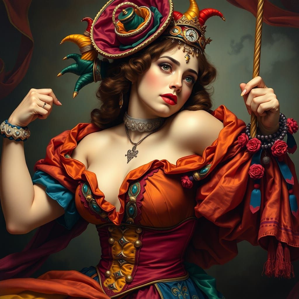 Elegant Strongwoman in Baroque Circus Attire