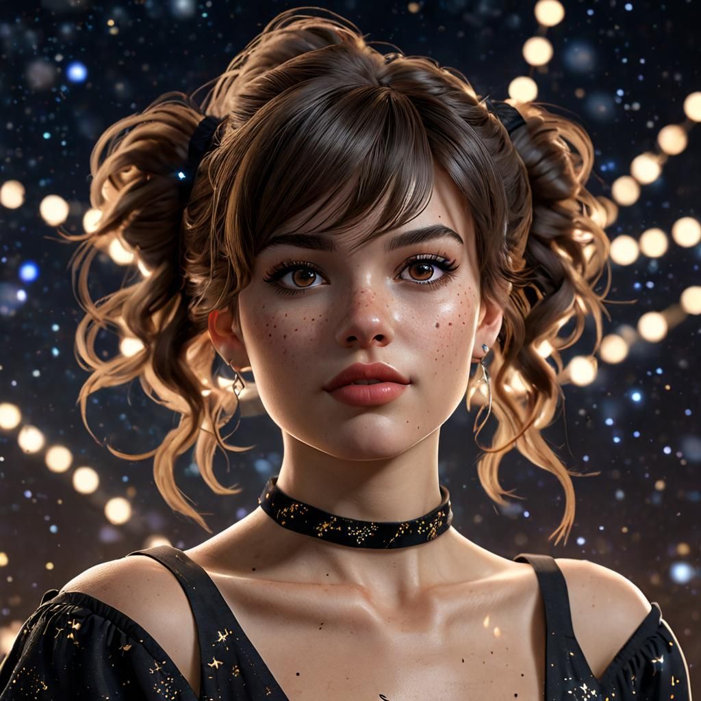 Beautiful Woman with Tousled Hair in 3D Cinematic Style