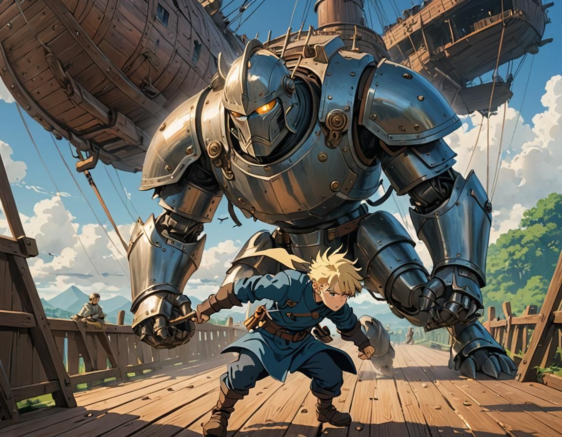 Knight's Airship Duel: Studio Ghibli Anime Visual