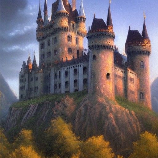 Gothic Castle Oil Painting by James Gurney
