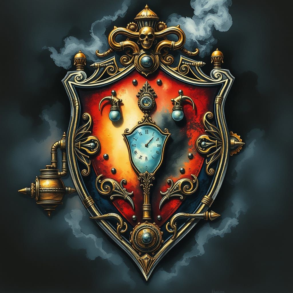 Steampunk Shield of Defiance in Victorian Opulence
