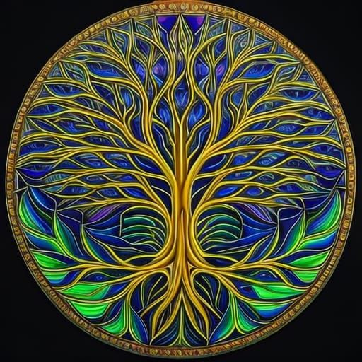 Stained Glass Tree of Life in 8K Resolution